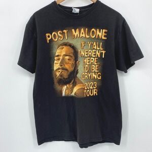 Post Malone If Y'all Weren't Here I'd Be Crying 2023 Tour Black T-Shirt Large